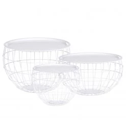 Fredriks Beistelltisch Furada (3er-Set) - Aluminium - Weiß