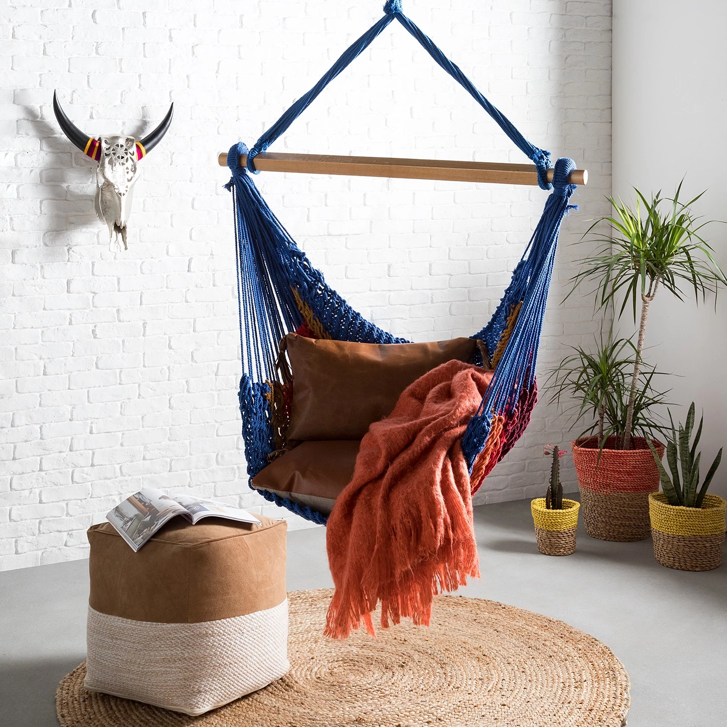 Twentyfour Hängesessel Okola - Baumwollseil / Buche massiv - Mehrfarbig 2 Twentyfour Hängesessel Okola - Baumwollseil / Buche massiv - Mehrfarbig – Bild 2