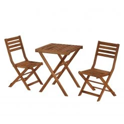 Jardi Balkonset Mimo II (3-teilig) - Akazie massiv / Webstoff - Braun / Grau