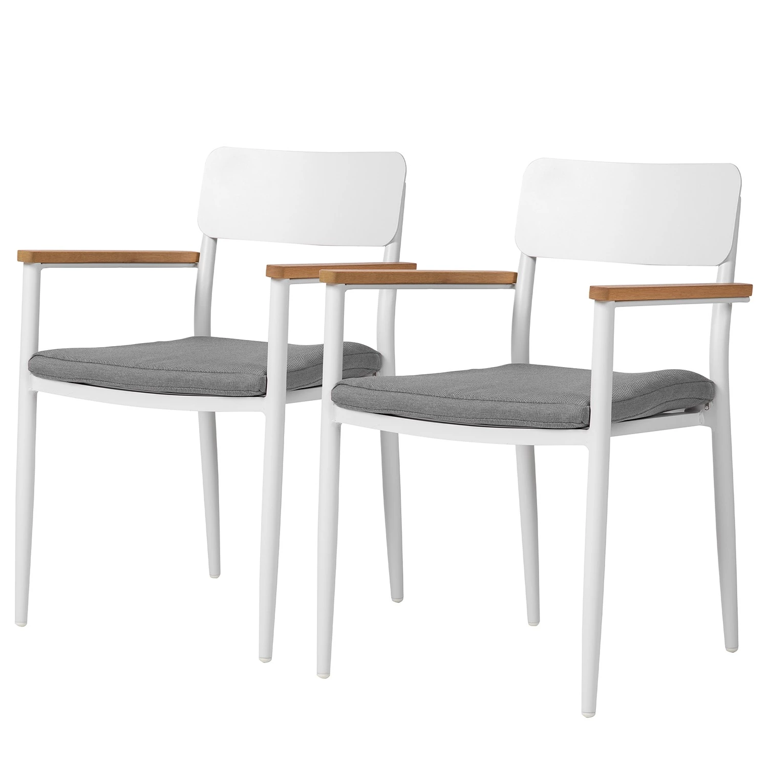 Jardi Gartenstuhl Armoy (2er-Set) - Aluminium / Eukalyptus massiv - Weiß / Grau 3 Jardi Gartenstuhl Armoy (2er-Set) - Aluminium / Eukalyptus massiv - Weiß / Grau