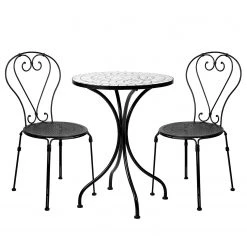 Butlers Gartenessgruppe PALAZZO II (3-teilig) - Eisen / Keramik - Schwarz