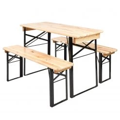 Butlers Bierbank GOOD COMPANY (3-teilig) - Eisen / Kiefer teilmassiv - Natur / Schwarz