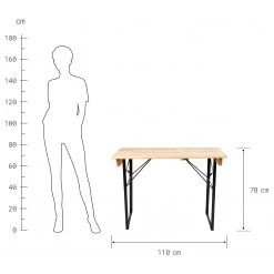 Butlers Bierbank GOOD COMPANY (3-teilig) - Eisen / Kiefer teilmassiv - Natur / Schwarz -Alle Jugendzimmermöbel Verkäufe 1000341341 220317 500 SKETCH DETAILS P000000001000341341 sketch