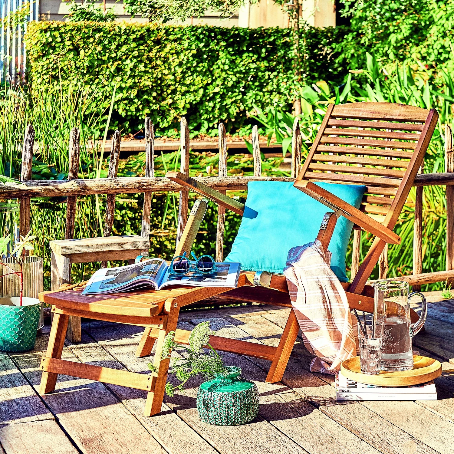 Butlers Gartenliege WEEKENDER - Akazie teilmassiv / Stahl - Braun 4 Butlers Gartenliege WEEKENDER - Akazie teilmassiv / Stahl - Braun – Bild 2