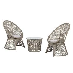 Jardi Balkonset Moosh (3-teilig) - Polyrattan - Anthrazit