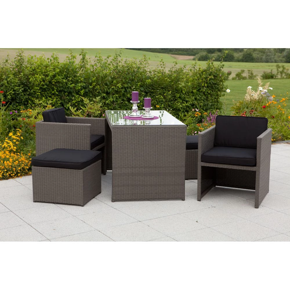 Merxx Balkonset Merano (11-teilig) - Polyrattan - Schwarz 4 Merxx Balkonset Merano (11-teilig) - Polyrattan - Schwarz – Bild 2