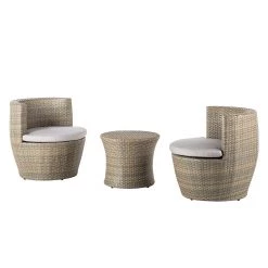 Jardi Balkonset Pooly (3-teilig) - Polyrattan - Beige/Grau