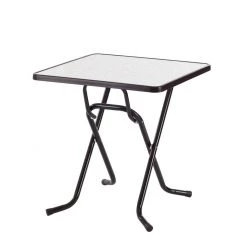 Best Freizeitmöbel Scherenklapptisch Primo - quadratisch - Stahlrohr/Kunststoff - Braun/Weiß